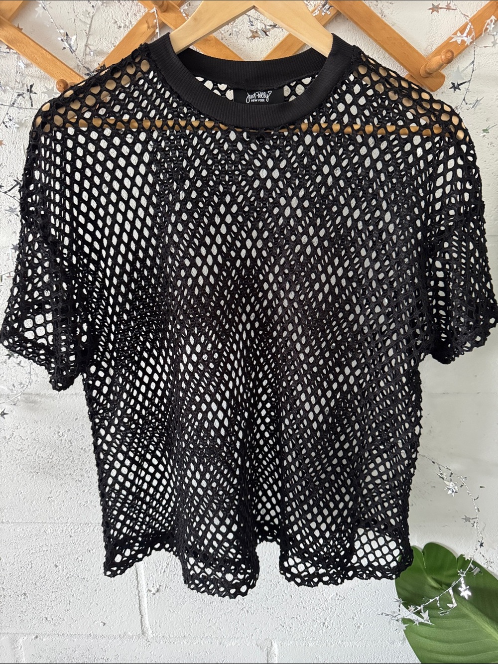 Black Fishnet Short Sleeve Tee